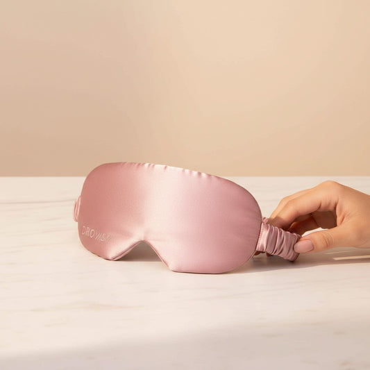 Arya Lush pink silk sleep mask with ergonomic design for total light blocking and gentle comfort